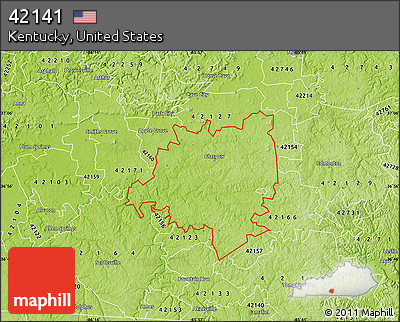 Physical Map of ZIP Code 42141