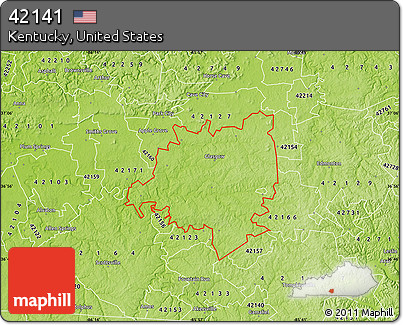 Physical Map of ZIP Code 42141