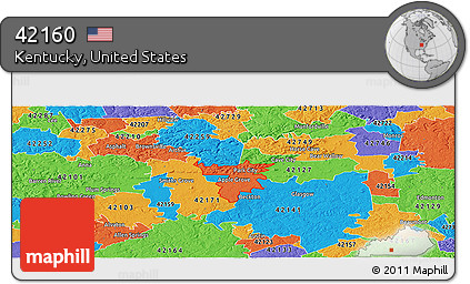 Political Panoramic Map of ZIP Code 42160