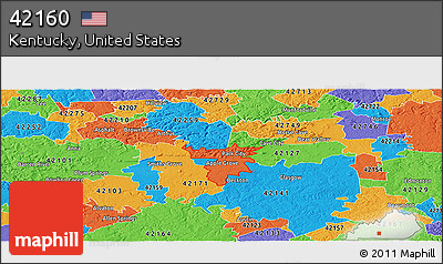 Political Panoramic Map of ZIP Code 42160