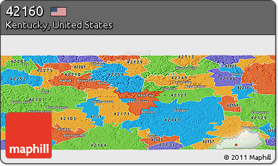 Political Panoramic Map of ZIP Code 42160