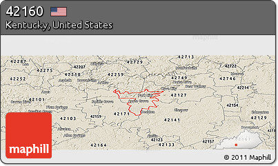 Shaded Relief Panoramic Map of ZIP Code 42160