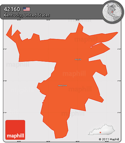 Political Simple Map of ZIP Code 42160, cropped outside