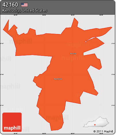 Political Simple Map of ZIP Code 42160, cropped outside