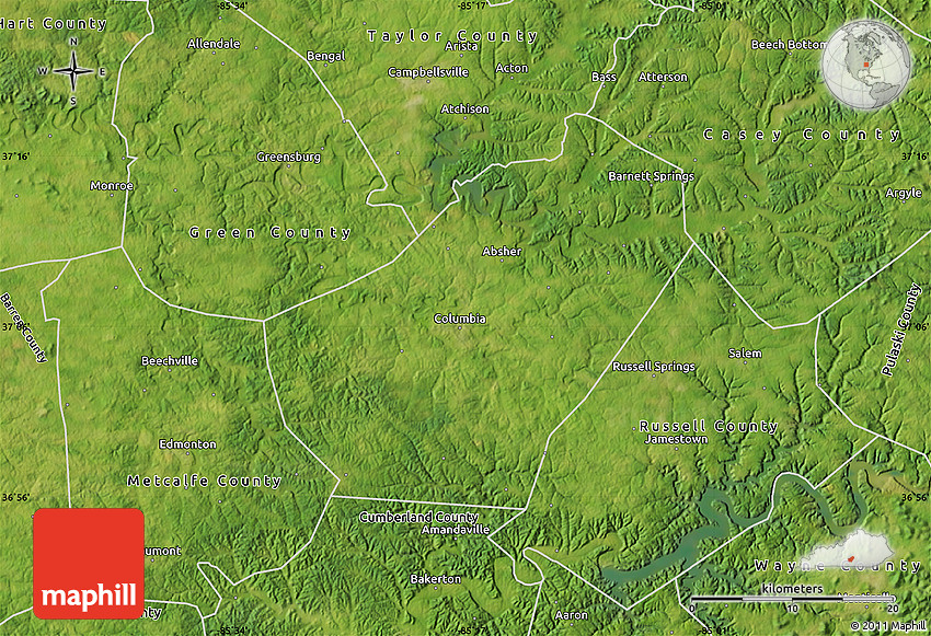 Satellite Map of Adair County