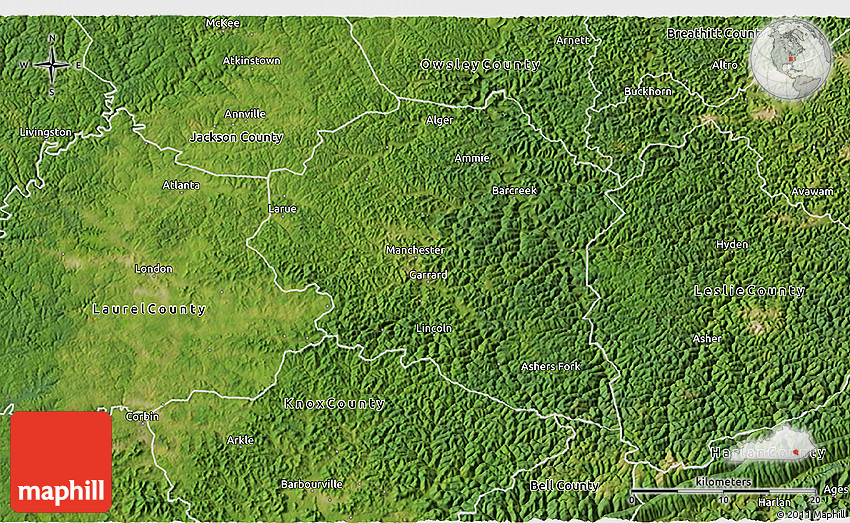 Satellite 3D Map of Clay County