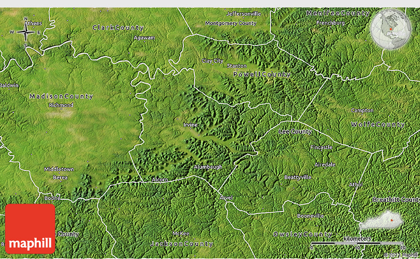 Satellite 3D Map of Estill County