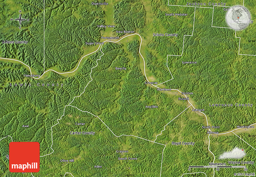 Satellite Map of Greenup County