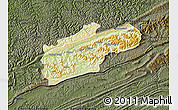 Physical Map of Harlan County, darken
