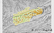 Physical Map of Harlan County, desaturated