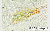 Physical Map of Harlan County, lighten