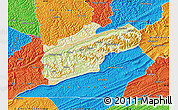 Physical Map of Harlan County, political outside