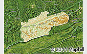 Physical Map of Harlan County, satellite outside