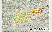Physical Map of Harlan County, semi-desaturated