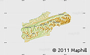 Physical Map of Harlan County, single color outside