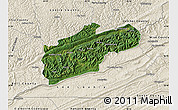 Satellite Map of Harlan County, shaded relief outside