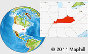 Physical Location Map of Kentucky, highlighted country