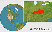 Satellite Location Map of Kentucky