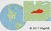 Savanna Style Location Map of Kentucky