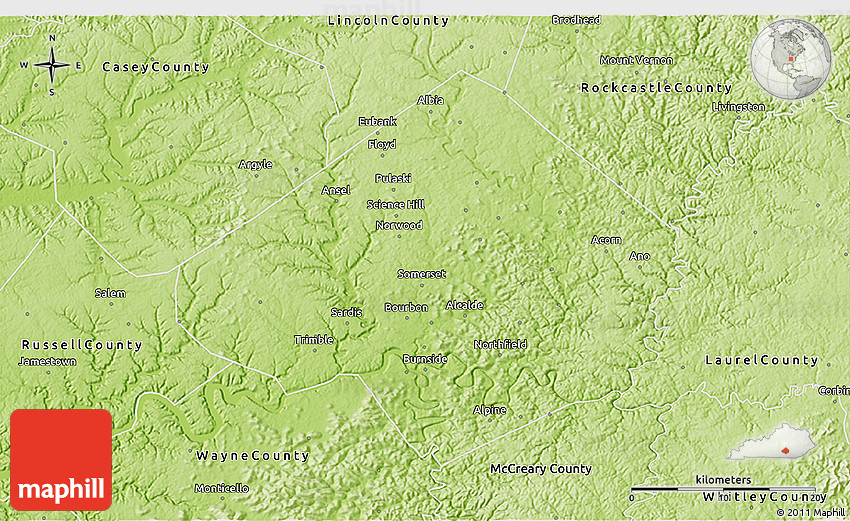 Physical 3D Map of Pulaski County