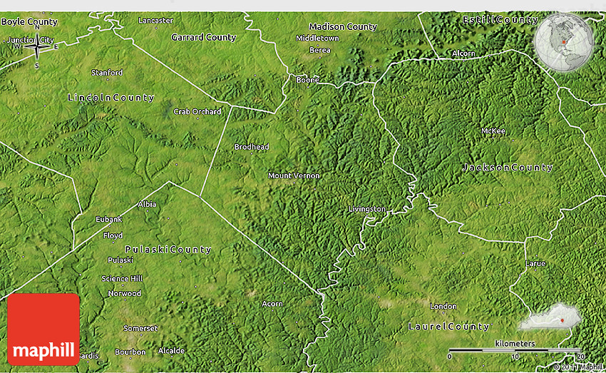 Satellite 3D Map of Rockcastle County