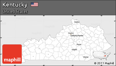 Silver Style Simple Map of Kentucky, single color outside