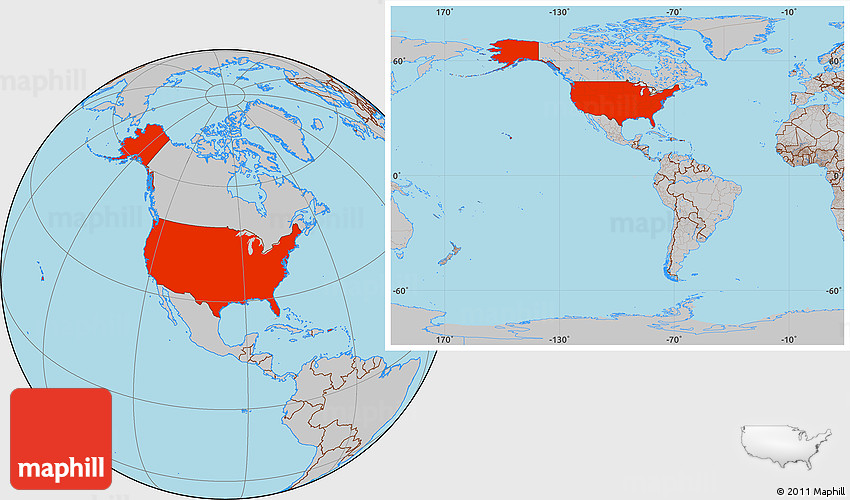 Map Of The Entire United States Gray Location Map Of United States, Within The Entire Continent
