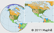 Satellite Location Map of United States, political outside
