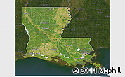 Satellite 3D Map of Louisiana, darken