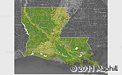 Satellite 3D Map of Louisiana, desaturated