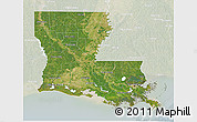 Satellite 3D Map of Louisiana, lighten