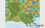 Satellite 3D Map of Louisiana, political outside