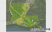Satellite 3D Map of Louisiana, semi-desaturated