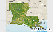 Satellite 3D Map of Louisiana, shaded relief outside