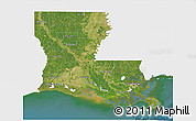 Satellite 3D Map of Louisiana, single color outside