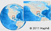 Shaded Relief Location Map of ZIP code 70068, highlighted county, within the entire country