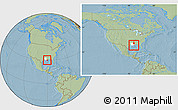 Savanna Style Location Map of ZIP code 70087, highlighted state, within the entire country, hill shading
