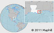 Gray Location Map of ZIP code 70114, highlighted state, hill shading