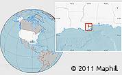Gray Location Map of ZIP code 70116, highlighted country, highlighted county, hill shading
