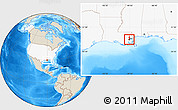 Shaded Relief Location Map of ZIP code 70116, highlighted country, highlighted county