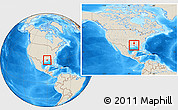 Shaded Relief Location Map of ZIP code 70116, highlighted county, within the entire country