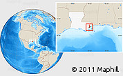 Shaded Relief Location Map of ZIP code 70116, highlighted county, highlighted state