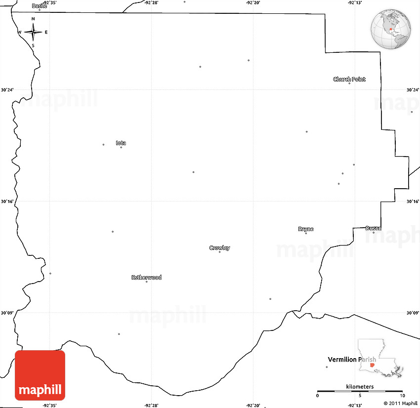 Blank Simple Map of Acadia Parish