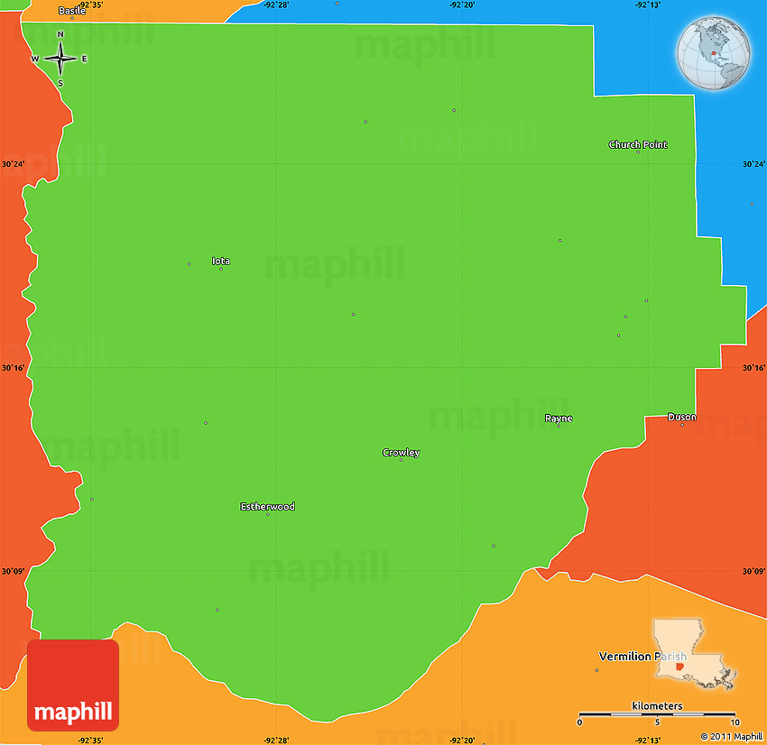 Political Simple Map of Acadia Parish