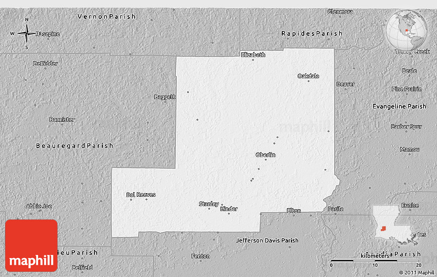 Gray 3D Map of Allen Parish