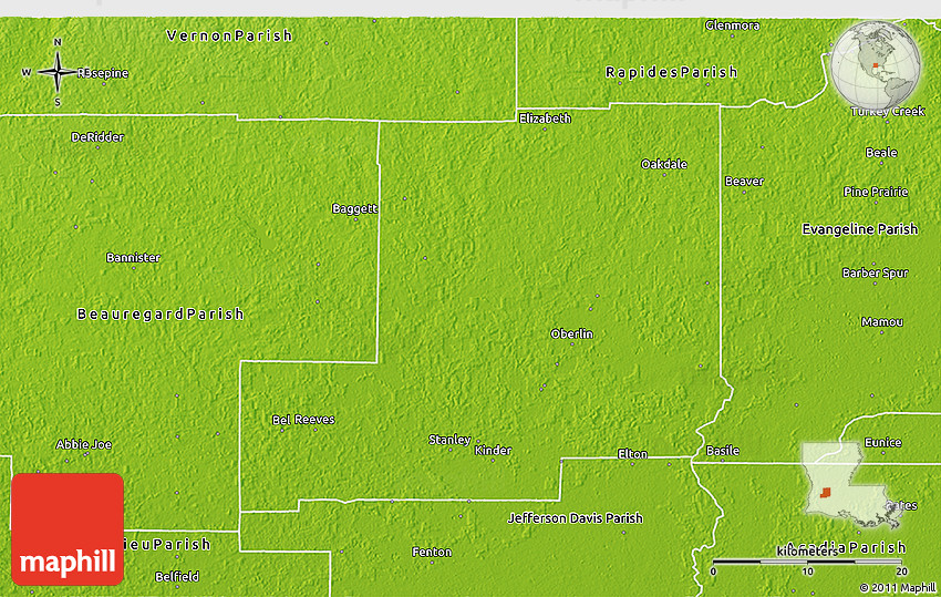 Physical 3D Map of Allen Parish