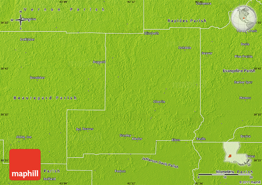 Physical Map of Allen Parish