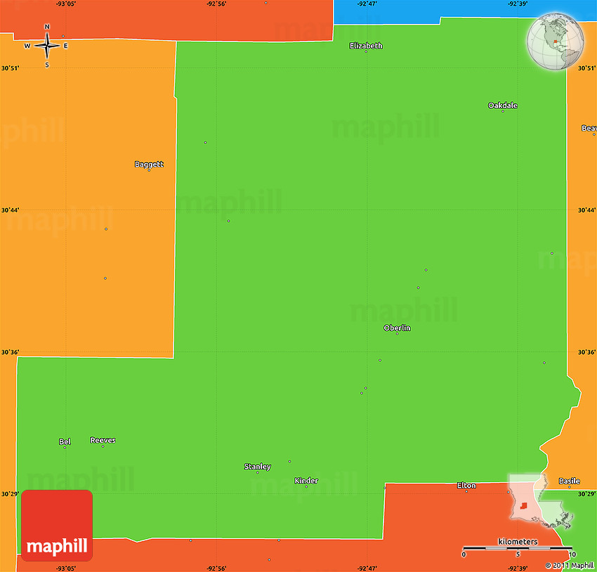 Political Simple Map of Allen Parish