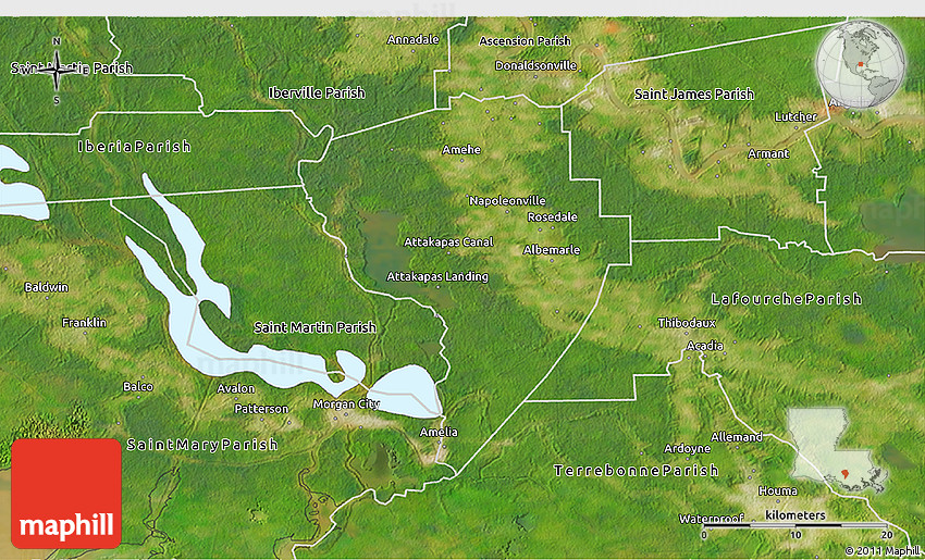 Satellite 3D Map of Assumption Parish