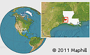 Satellite Location Map of Beauregard Parish, highlighted parent region